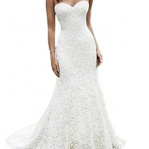 Women's Sweetheart Full Lace Beach Wedding Dress Mermaid Bridal Gown- Champagne